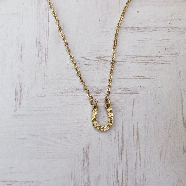 Horse Shoe Necklace Lucky Charm Hoof Pendant gold