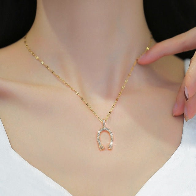 Horsehoe Nail Necklace Lucky Charm Hoof Pendant