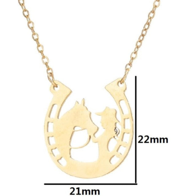 Horseshoe Necklace Lucky Charm Hoof Pendant Silver
