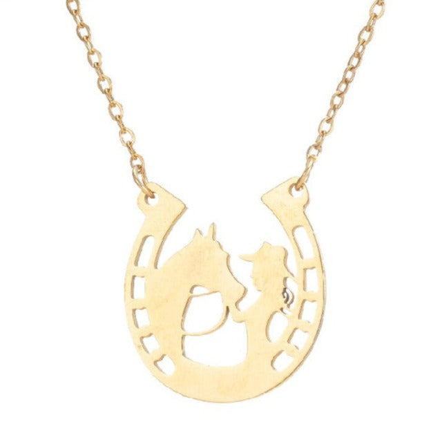 Horseshoe Necklace Lucky Charm Hoof Pendant Silver