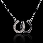 Horseshoe Necklace with Lucky Charm Hoof Pendant, White & Black