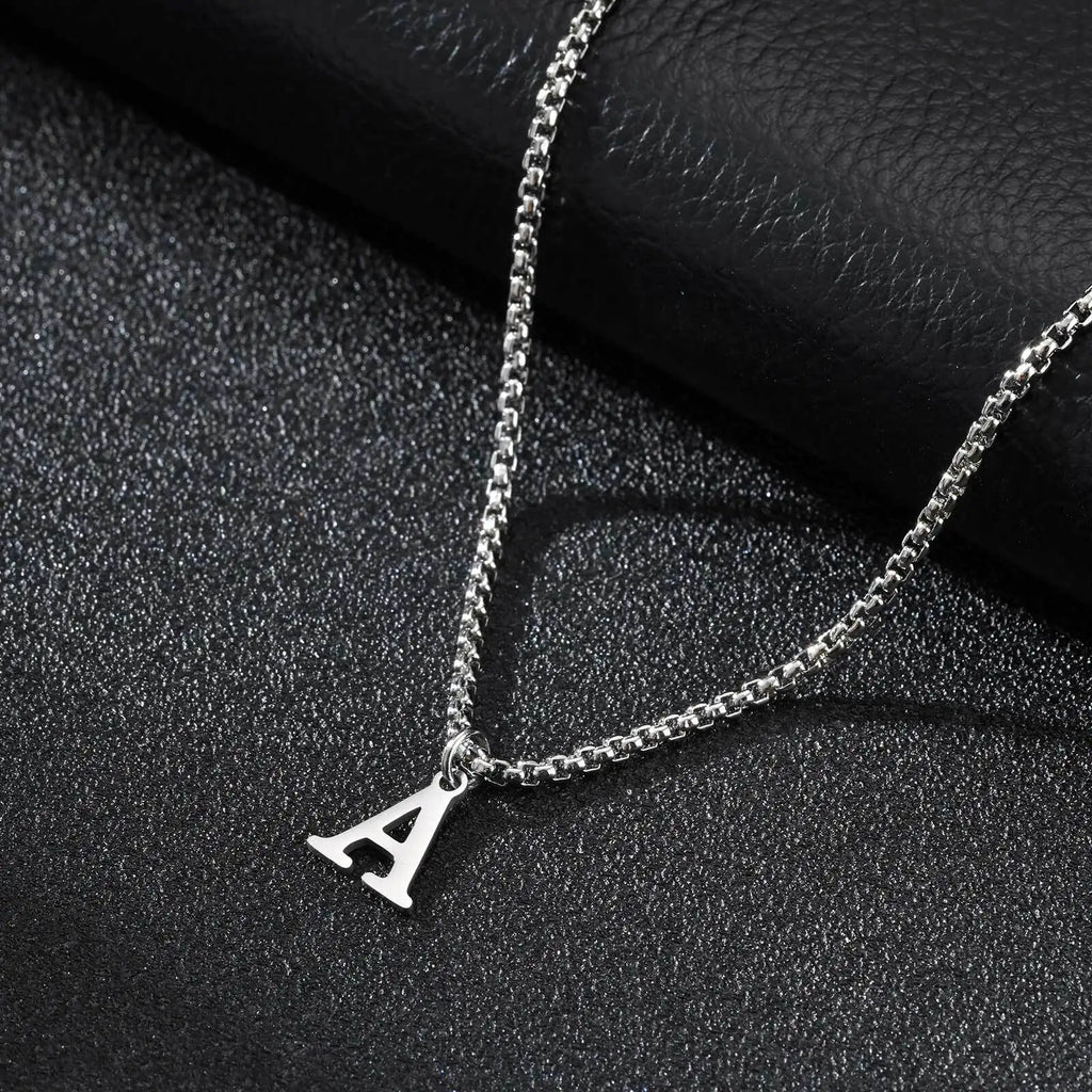 Men's necklace with initial pendant a