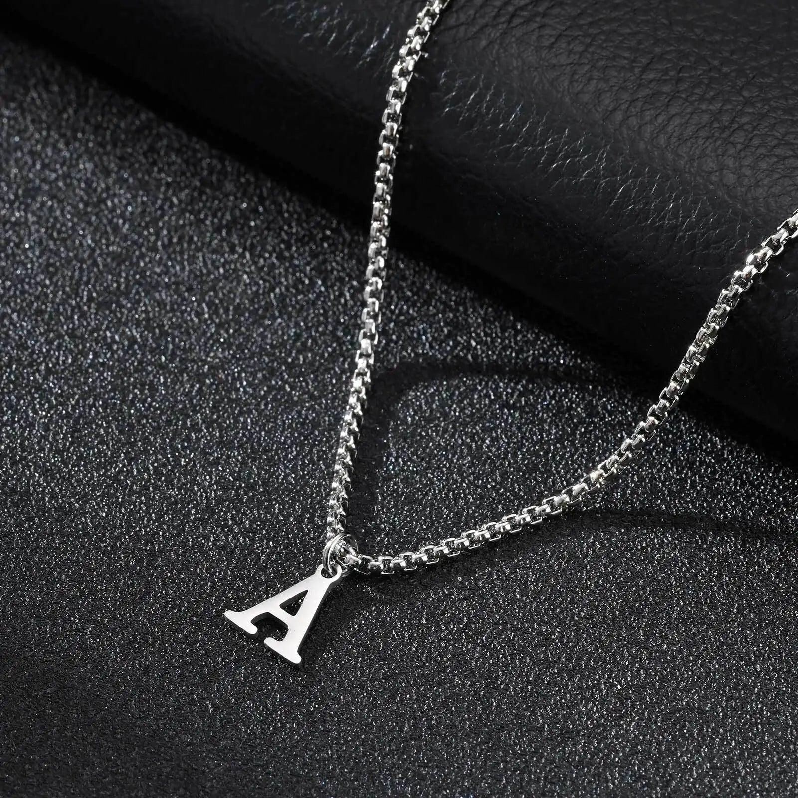 Men's necklace with initial pendant a