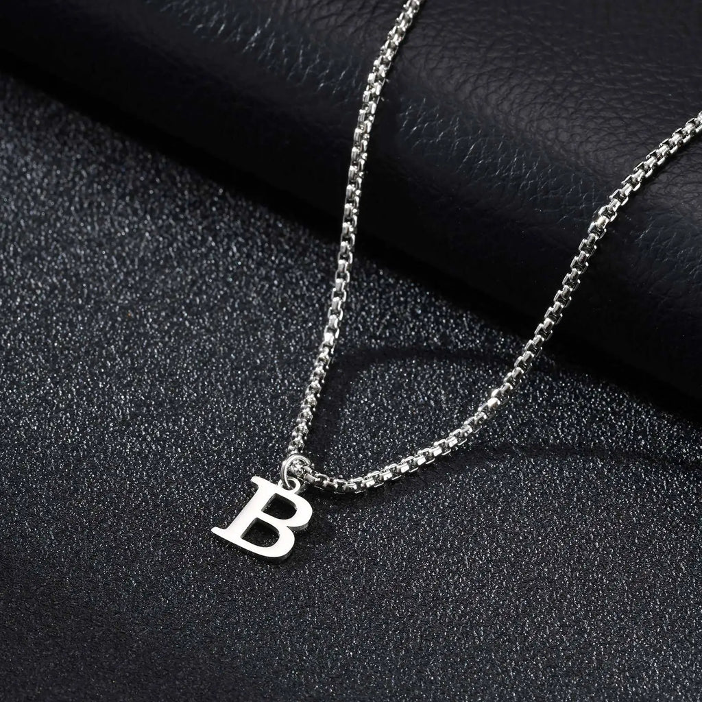 Men's necklace with initial pendant b