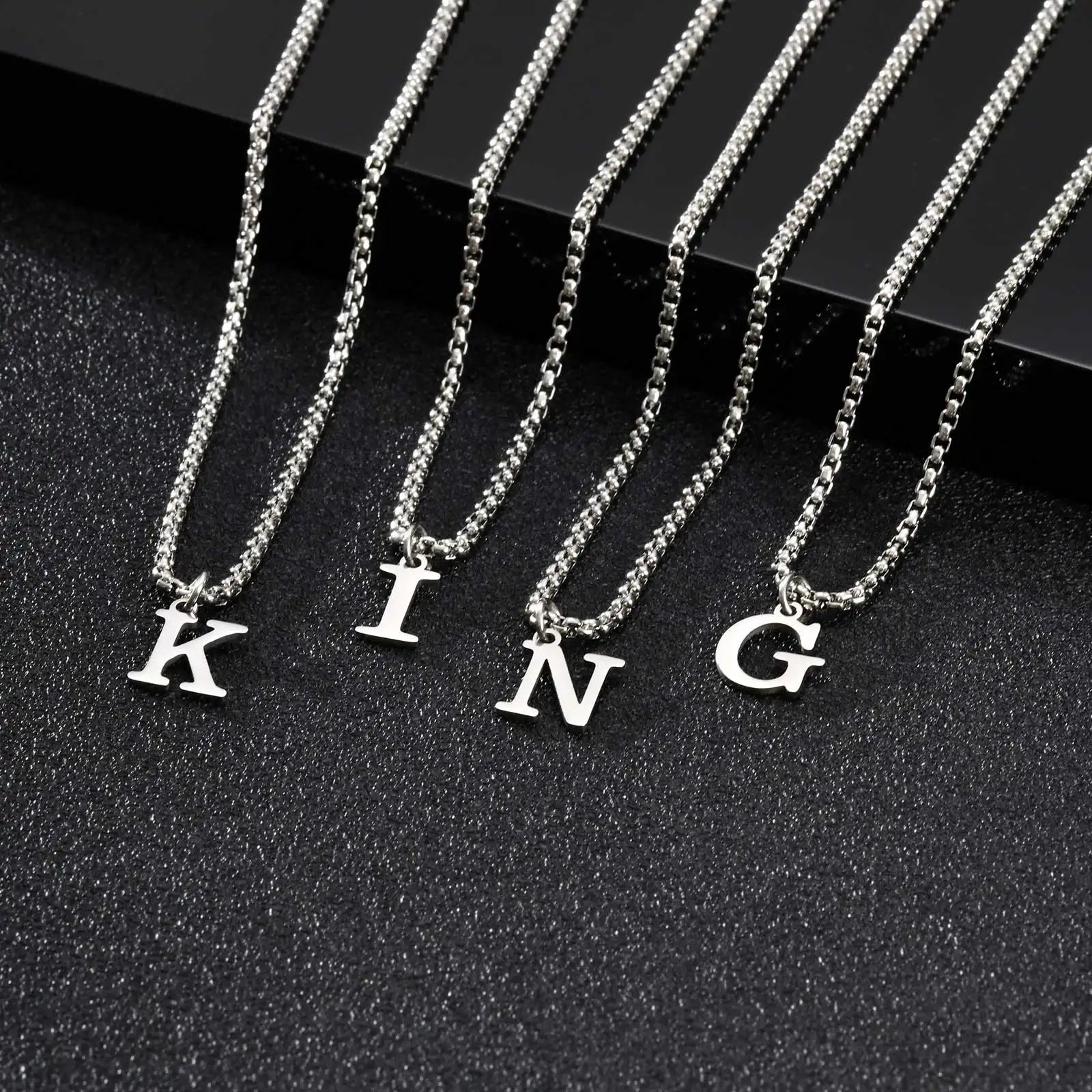 Men's necklace with initial pendant k
