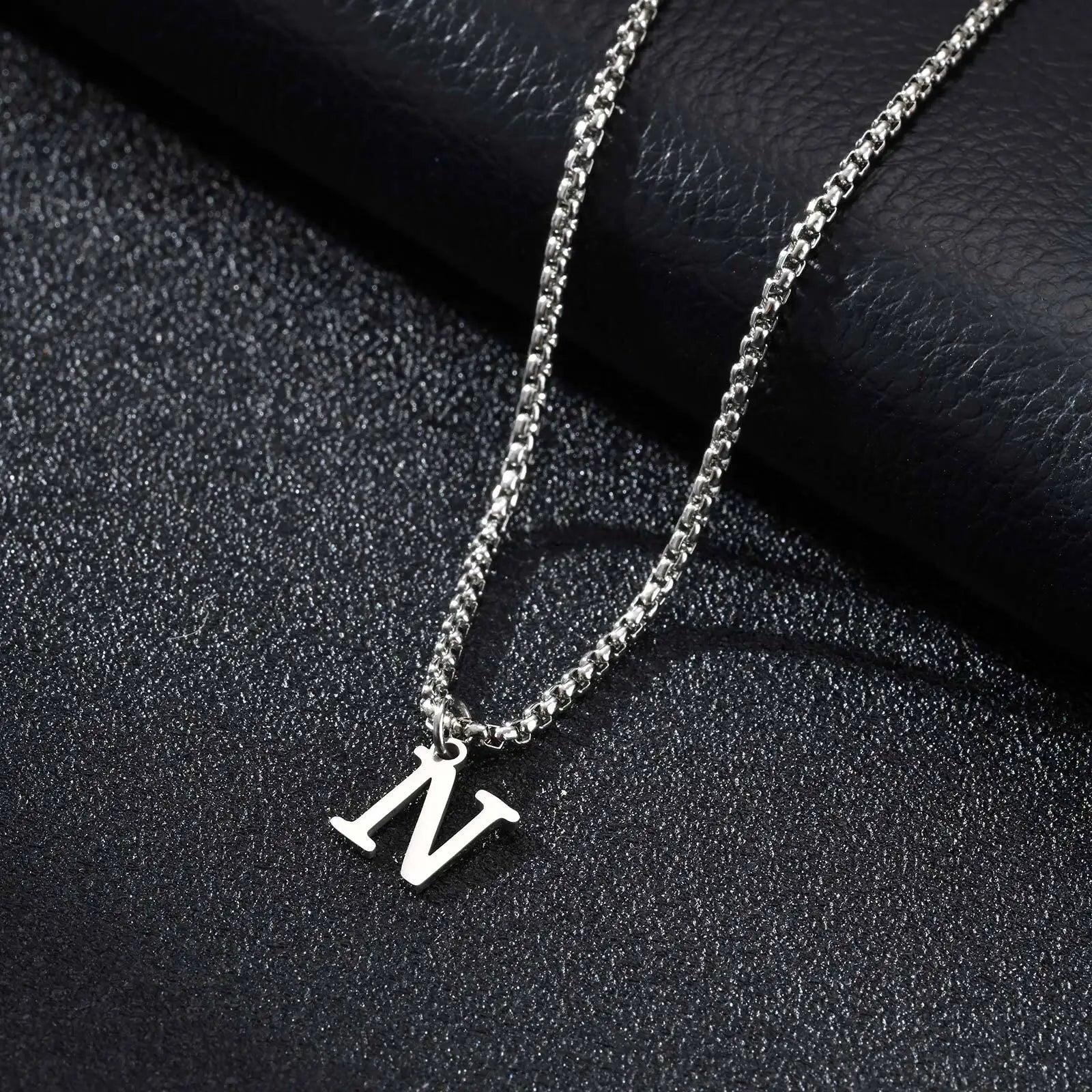 Men's necklace with initial pendant n