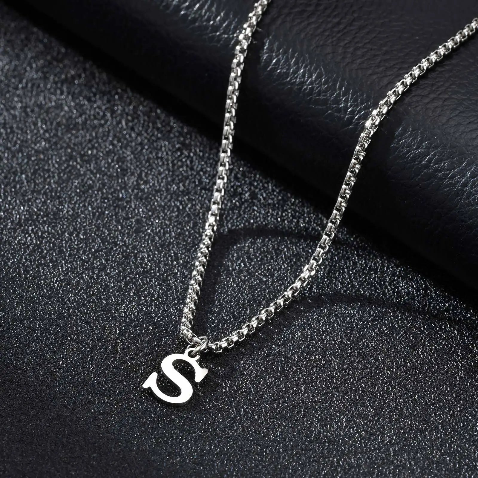 Men's necklace with initial pendant s