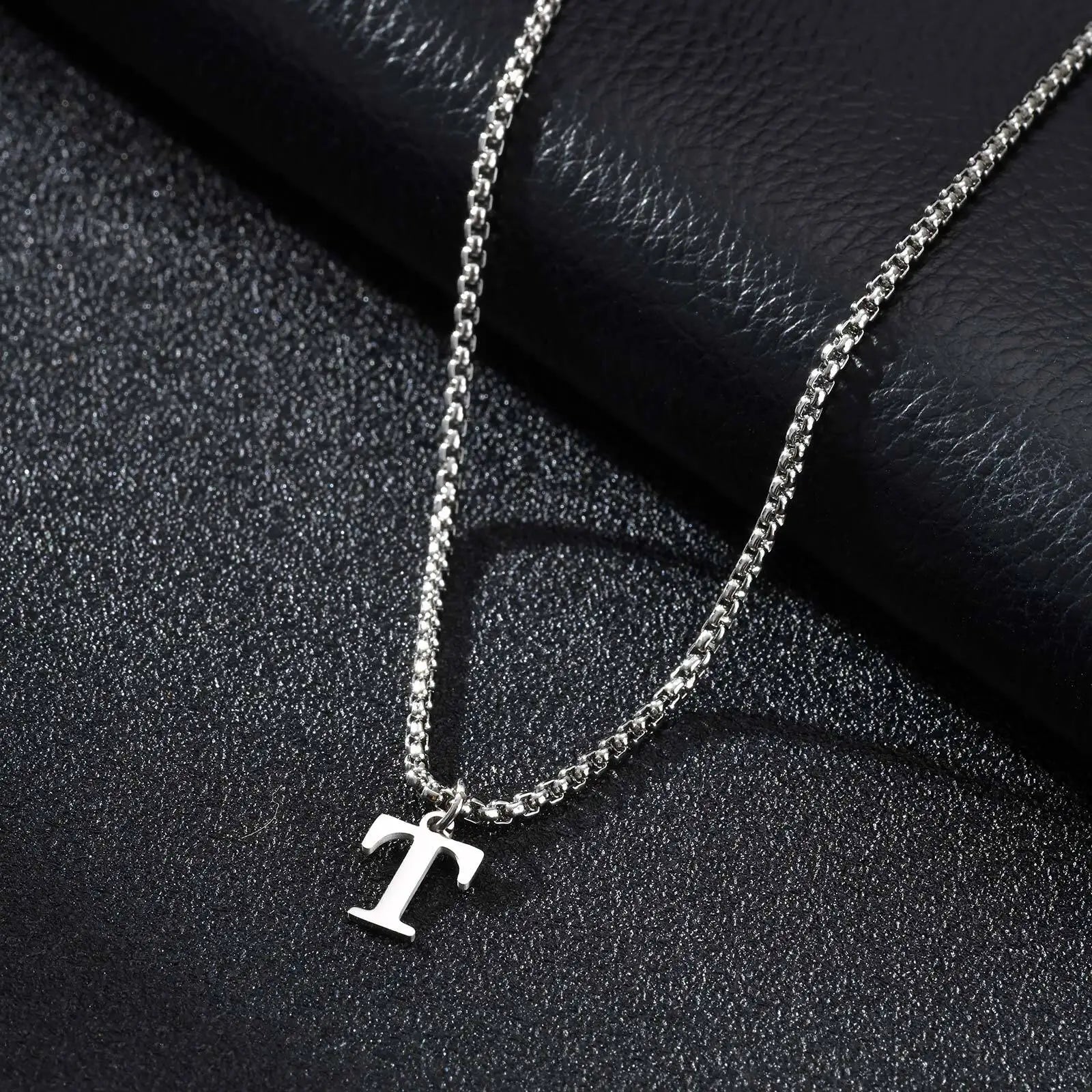 Men's necklace with initial pendant t