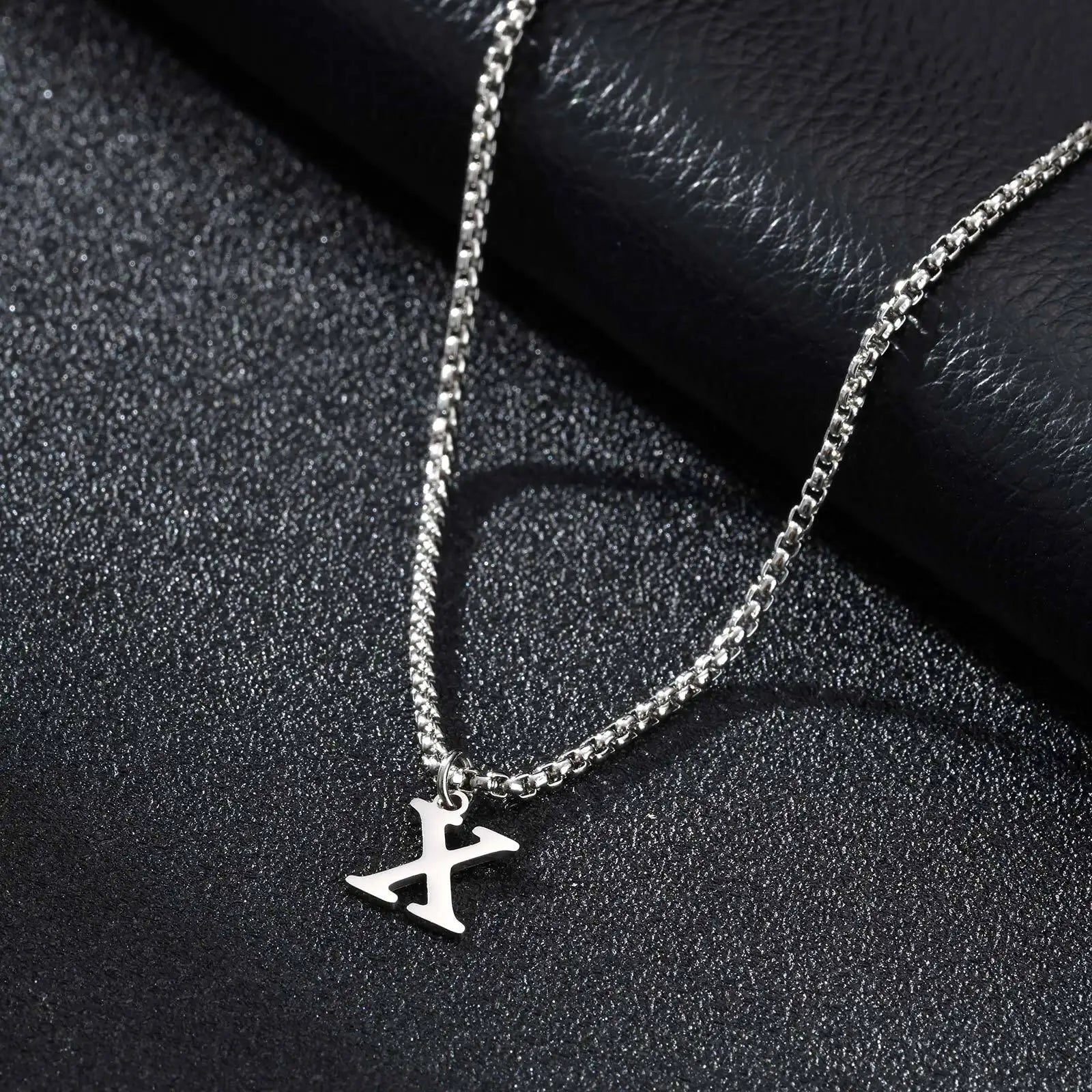 Men's necklace with initial pendant x