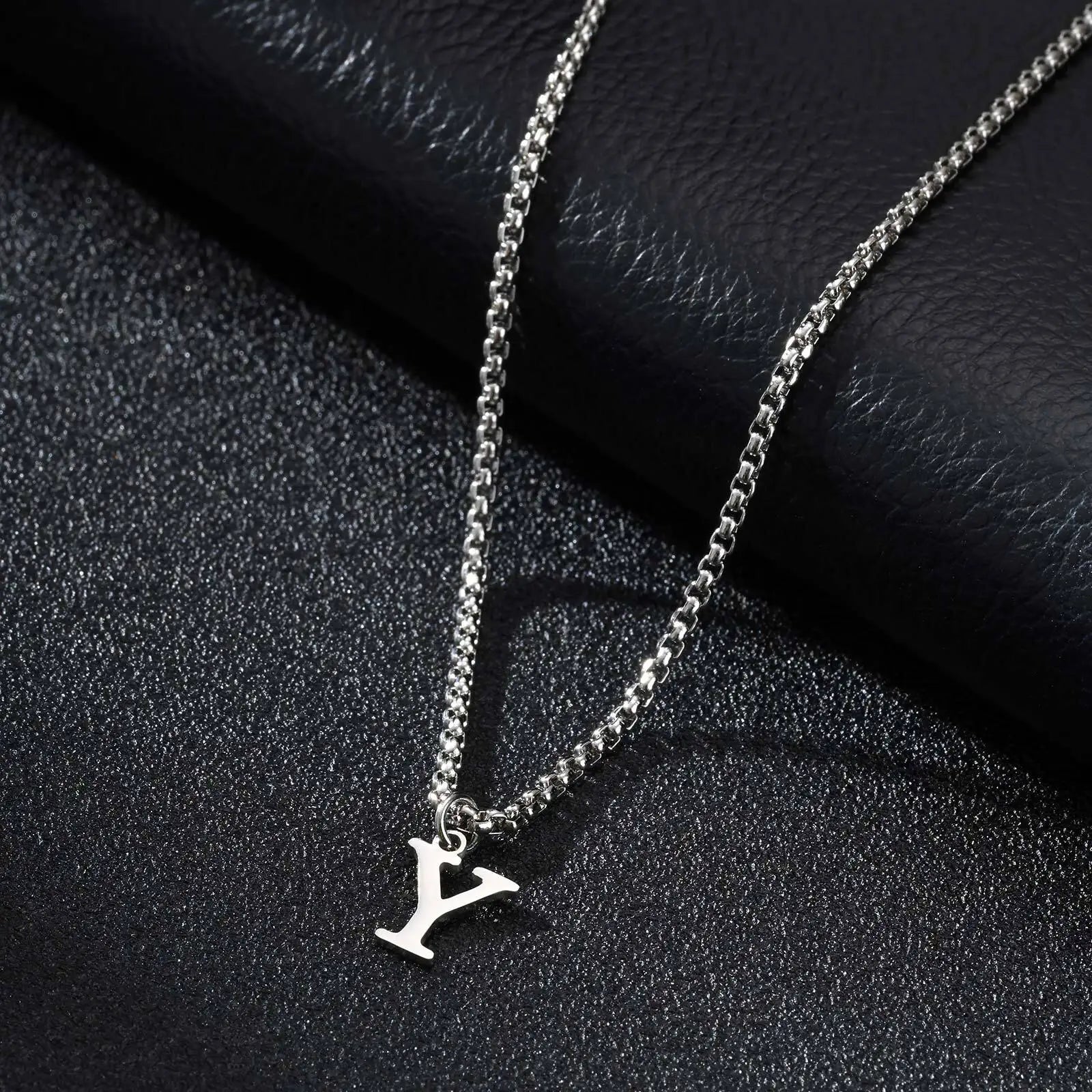 Men's necklace with initial pendant y