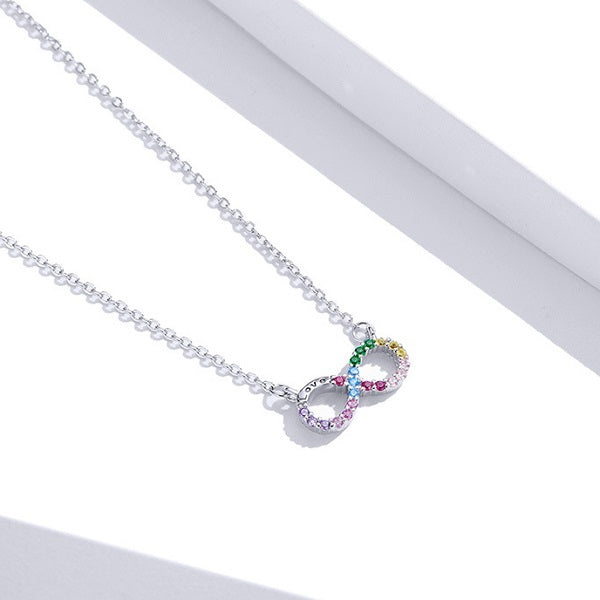infinity silver zircon necklace for women
