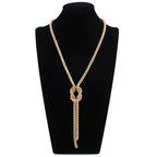Long Necklace with Gold Bow Pendant
