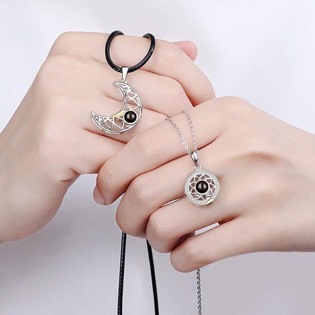 Sun Moon Couple Necklace silver