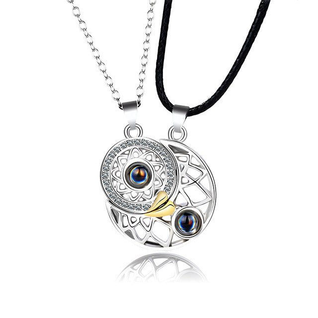 Sun Moon Couple Necklace silver