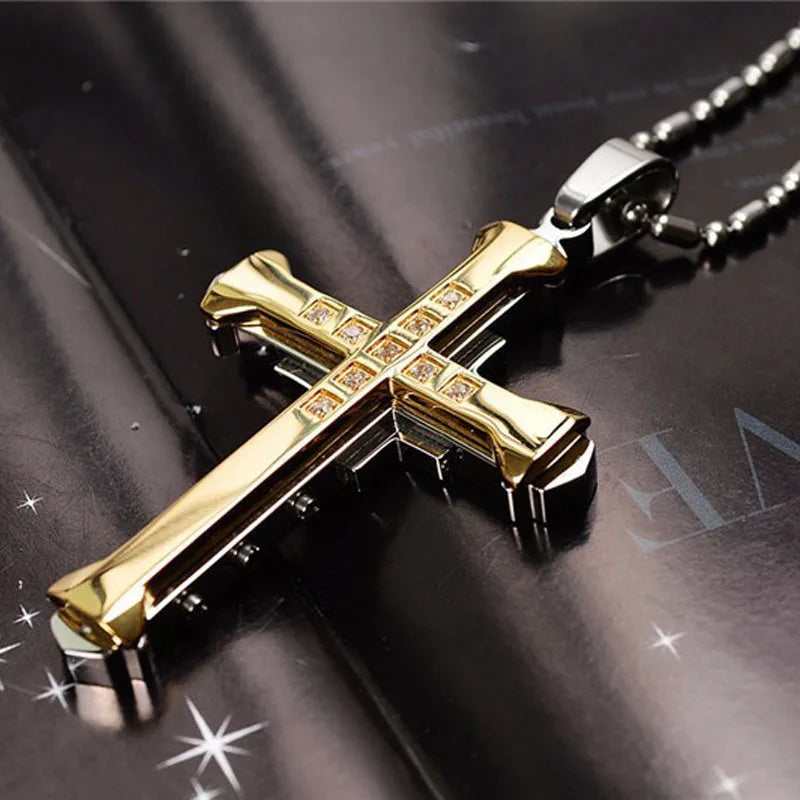 Cross Necklace & Pendant for Men gold