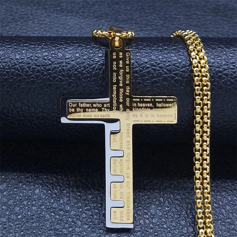 Necklace & Cross Medallion Christian Men’s Gold Pendant