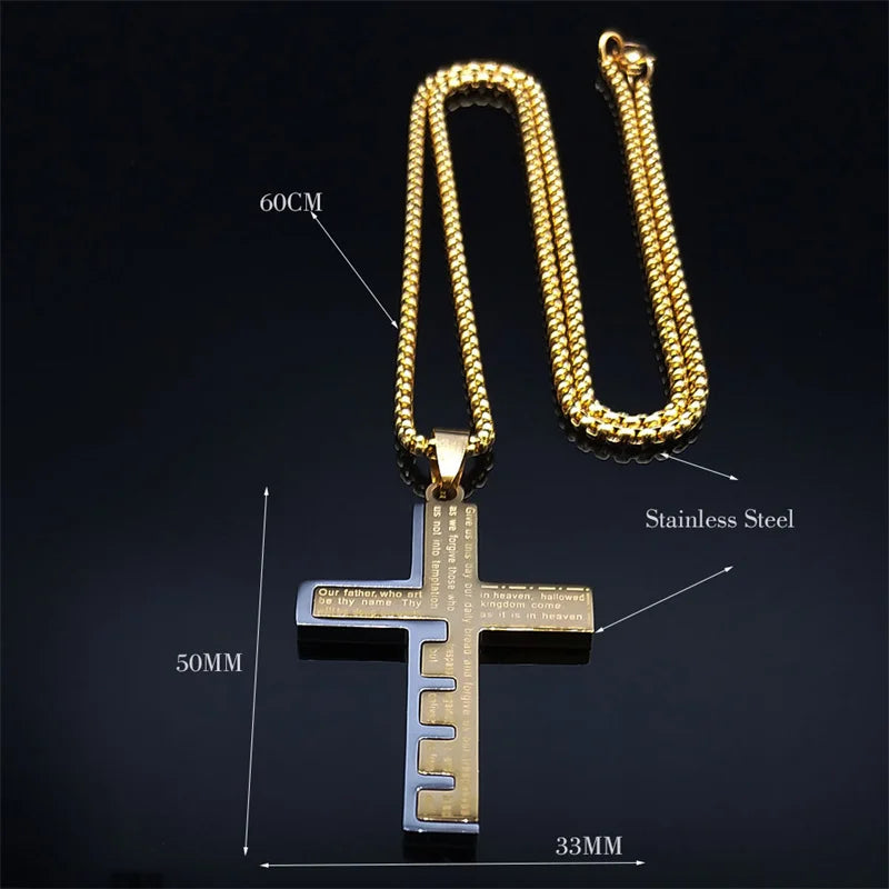 Necklace & Cross Medallion Christian Men’s Pendant
