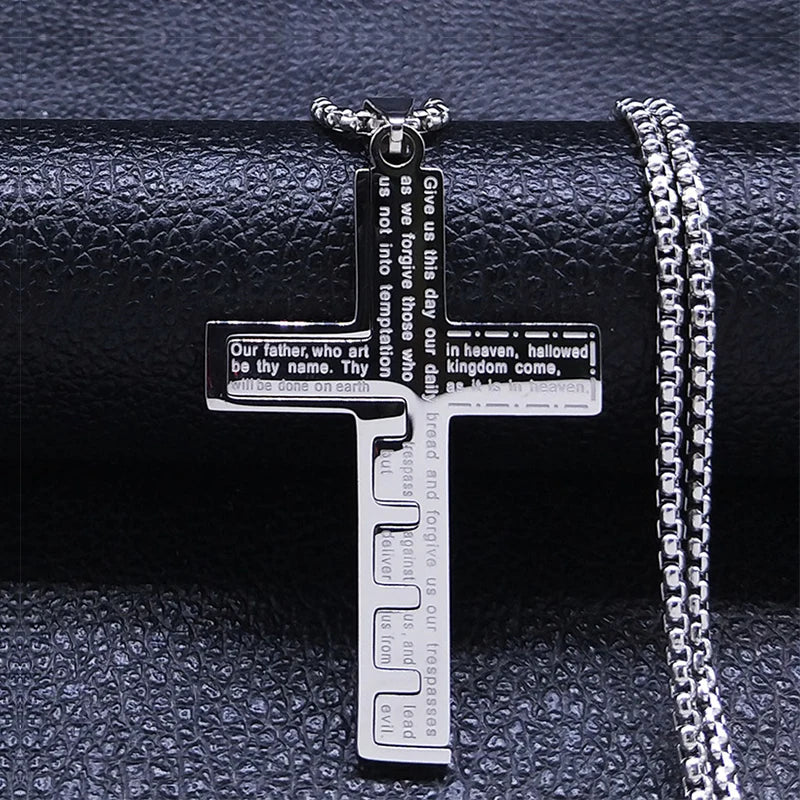 Necklace & Cross Medallion Christian Men’s Silver Pendant
