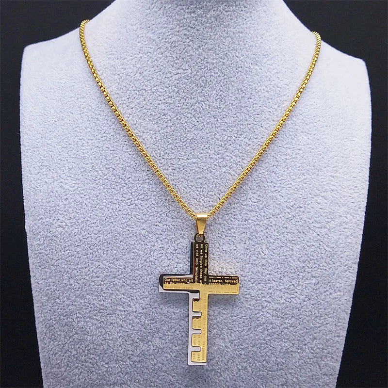 Necklace & Cross Medallion Christian Men’s Gold Pendant
