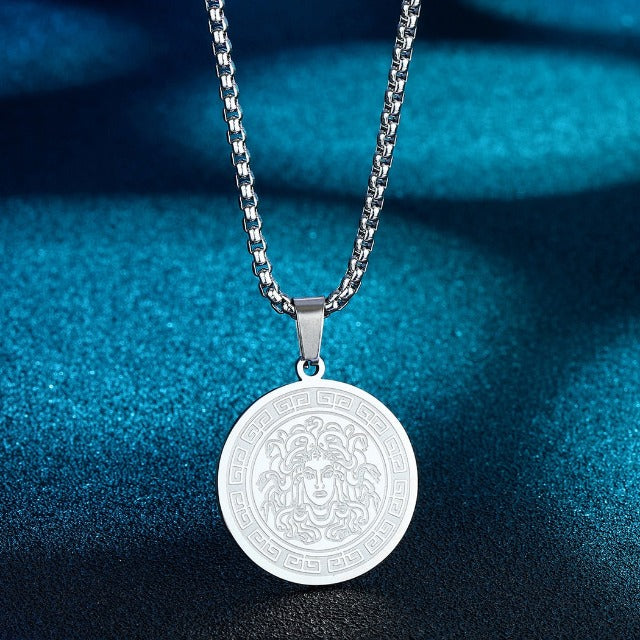 Medusa Gorgon Greek Necklace Silver