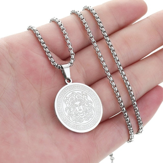 Medusa Gorgon Greek Necklace Silver