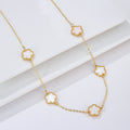Gold Necklace with White Mother-of-Pearl Clover Agate - Gift Idea for Women Jewelry