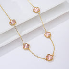 Gold Necklace with White Mother-of-Pearl Clover Agate - Gift Idea for Women Jewelry