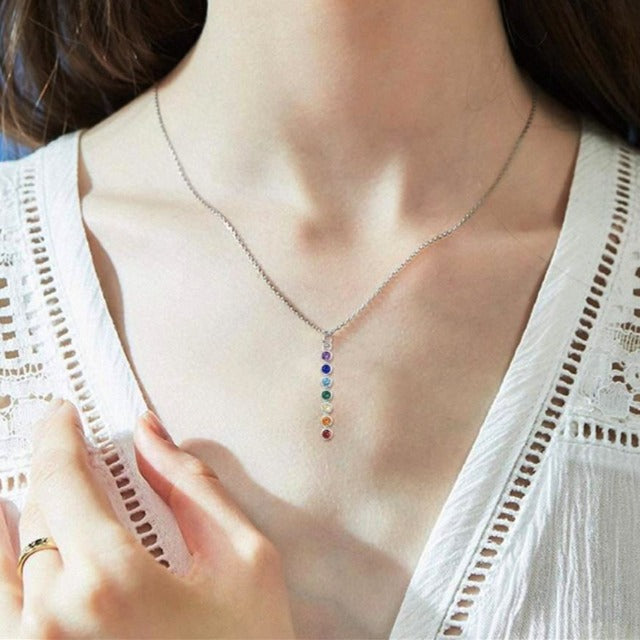 7 Chakras Natural Stone Pendant Necklace Chain for Men and Women