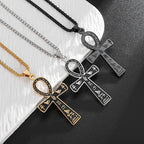 Egyptian Ankh Cross Amulet Pendant Necklace Silver