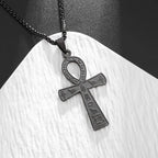 Egyptian Ankh Cross Amulet Pendant Necklace Black