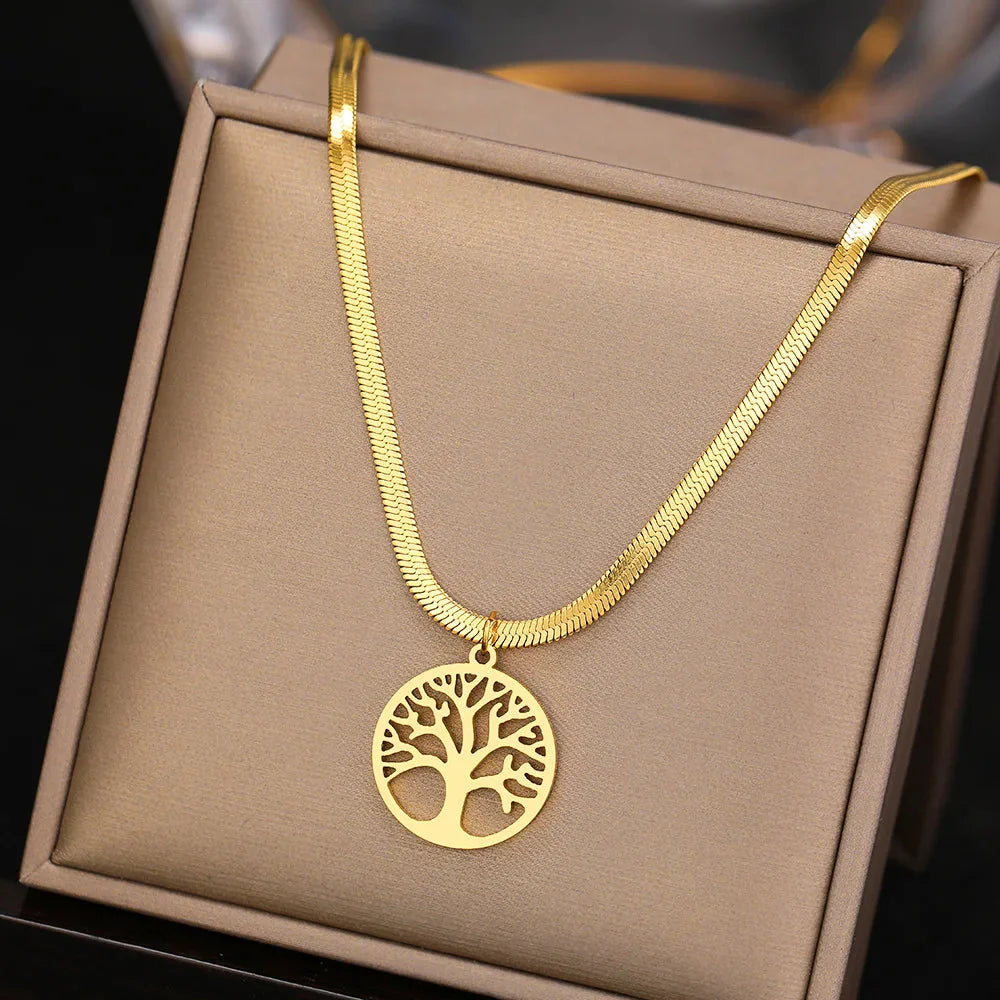 Tree of Life Necklace & Pendant - Women's Chain & Tree of Life Medallion Gold