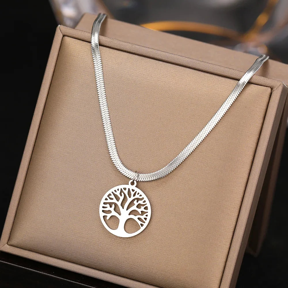 Tree of Life Necklace & Pendant - Women's Chain & Tree of Life Medallion Silver