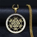 Metatron's Cube Pendant Necklace with Gold Crystal