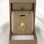 Heart Pendant Necklace with Rotating Sunflower Anti-Stress Feature