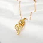 Heart Pendant Necklace with Rotating Sunflower Anti-Stress Feature