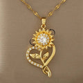 Heart Pendant Necklace with Rotating Sunflower Anti-Stress Feature