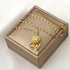 Heart Pendant Necklace with Rotating Sunflower Anti-Stress Feature