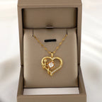 Pendant Necklace with Heart and Rotating Flower Anti-Stress