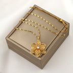Pendant Necklace with a Pretty Rotating Anti-Stress Flower