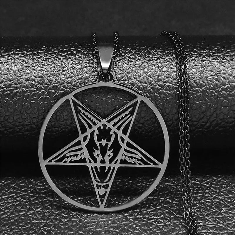 Baphomet Satan Gothic Pendant Necklace Black