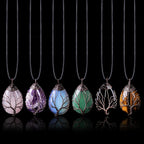 Tree of Life Natural Stone Ball Pendant Necklace