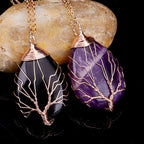 Tree of Life Natural Stone Ball Pendant Necklace