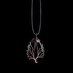 Tree of Life Natural Stone Ball Pendant Necklace black agate