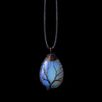Tree of Life Natural Stone Ball Pendant Necklace opal