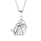 Dog and Owner Hug Pendant Necklace Silver