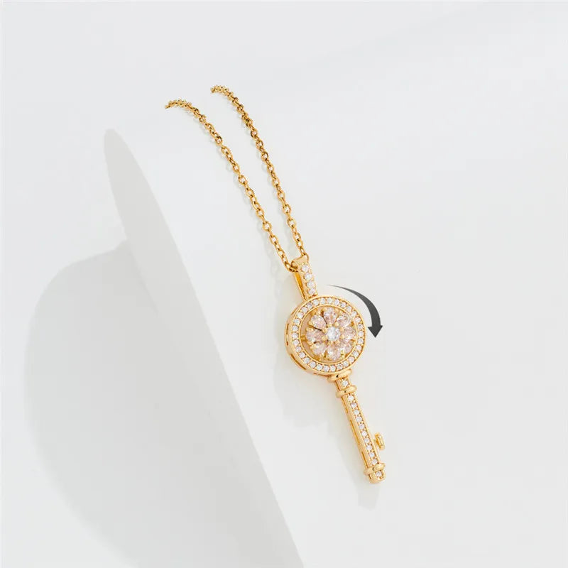 Anti-Stress Rotating Key Pendant Necklace gold