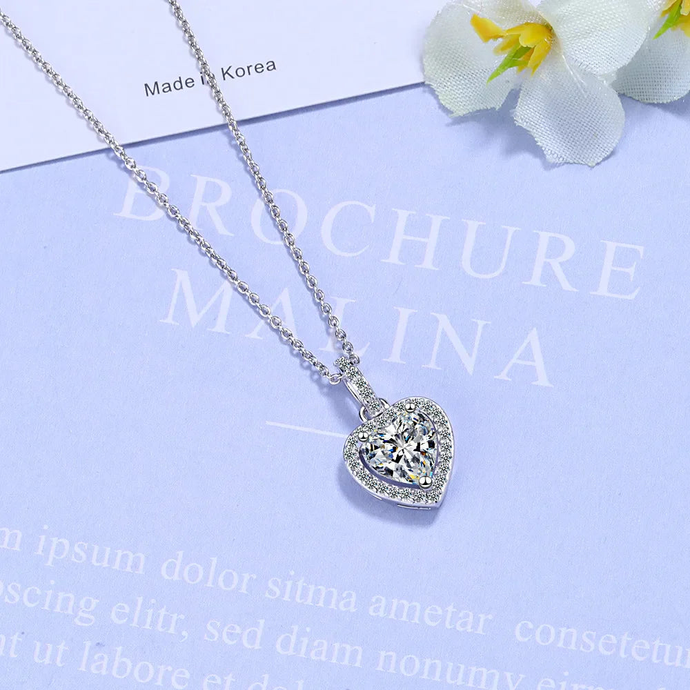 Heart Pendant Necklace in Silver for Women