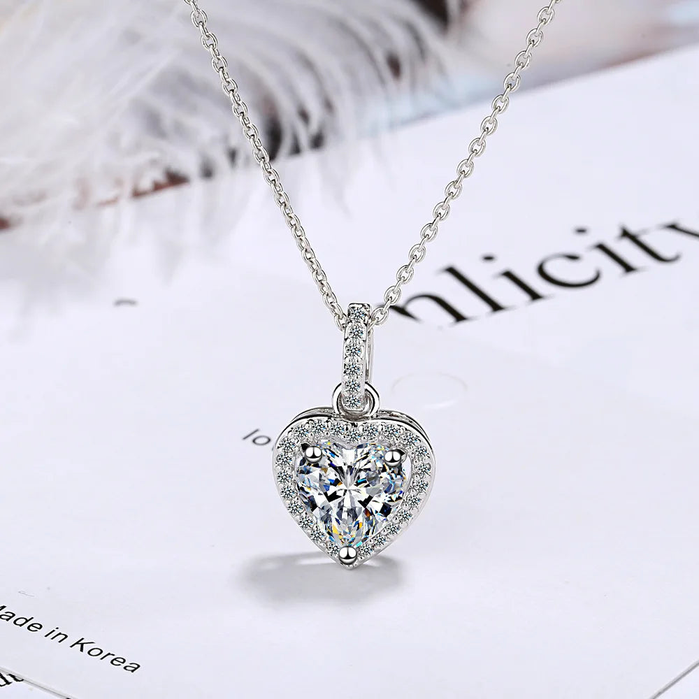 Heart Pendant Necklace in Silver for Women