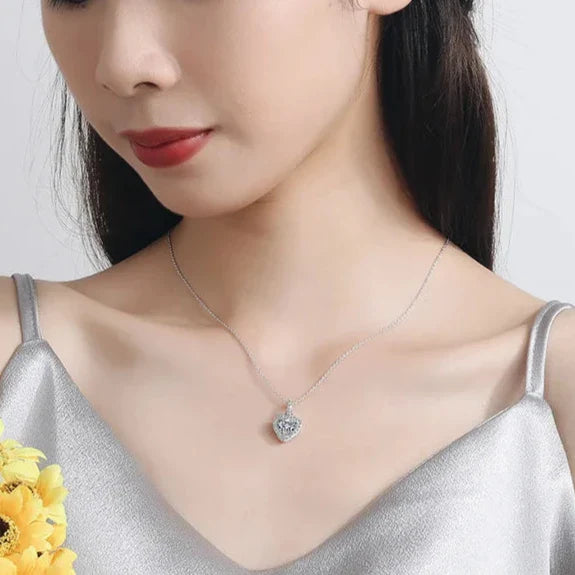 Silver Heart Pendant Necklace for Women