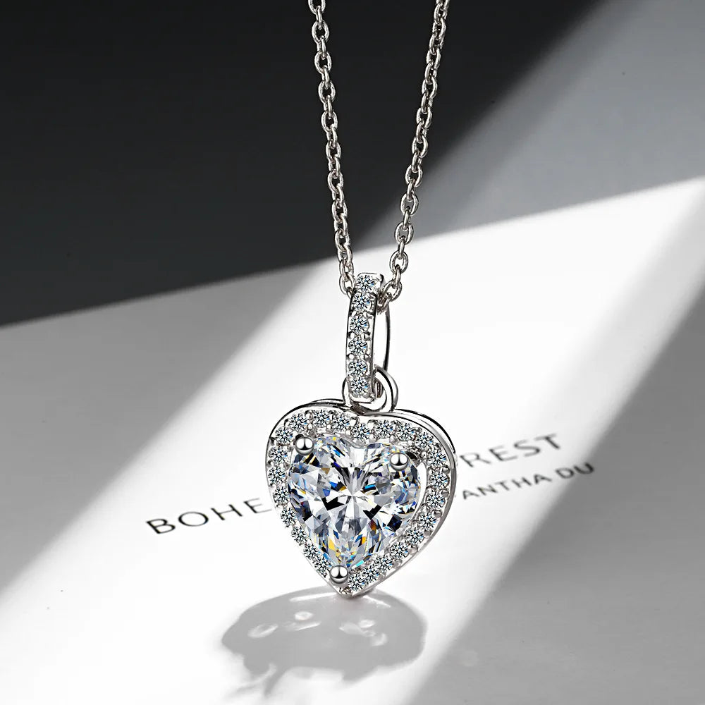Heart Pendant Necklace in Silver for Women